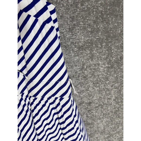 LOFT Sleeveless Lined Striped Crossover V-Neck Dress Womens Size‎ 8 Blue White - Picture 10 of 16
